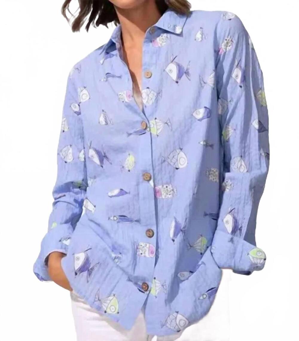 NEW ESCAPE BY HABITAT tropical fish pool party blouse in hightide